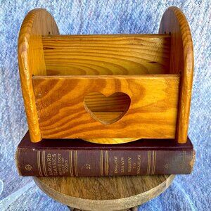Vintage Wood HEART Cutout Remote Control Spinning Holder Granny Core
